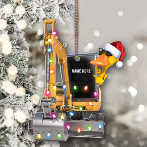Small Excavator Duck - Personalized Christmas Ornament - Christmas Gift For Heavy Equipment Operator - Ornament - GoDuckee