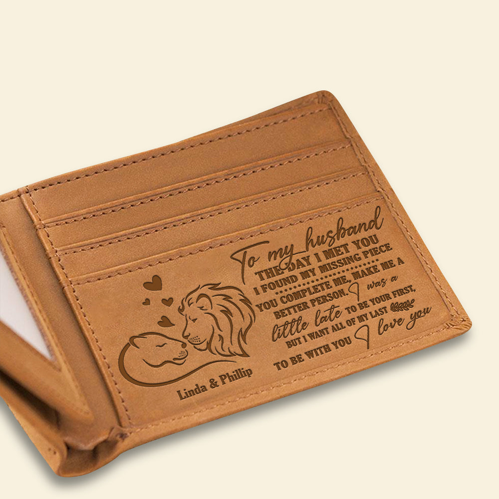 Lion Couple I Want All Of My Last To Be With You Personalized Leather Men Wallet - Leather Men Wallet - GoDuckee