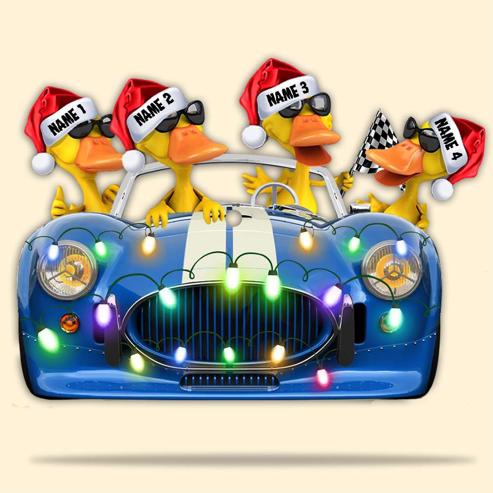 Sport Car Racing Duck - Personalized Christmas Ornament - Christmas Gift For Best Friends - Ornament - GoDuckee