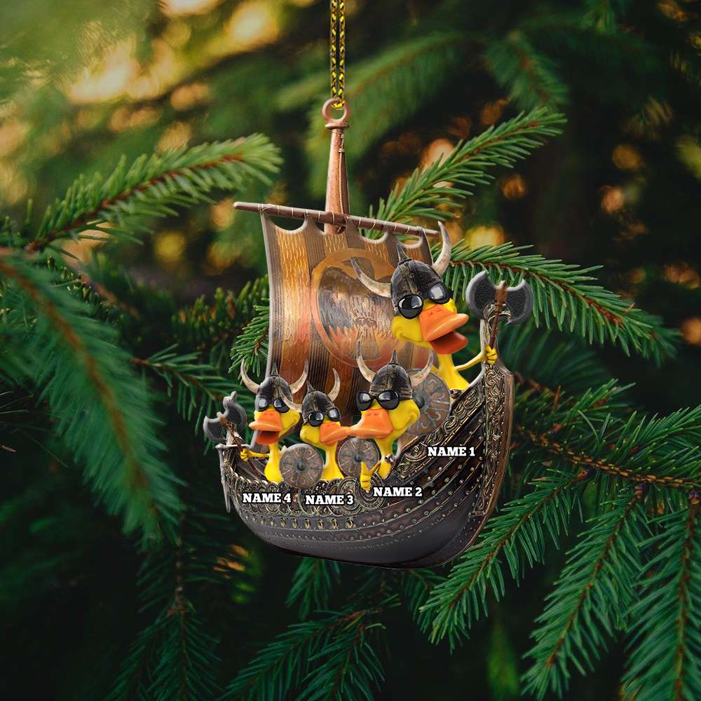 Viking Duck - Personalized Christmas Ornament - Gifts for Viking Lovers - Ducks on A Viking Boat - Ornament - GoDuckee