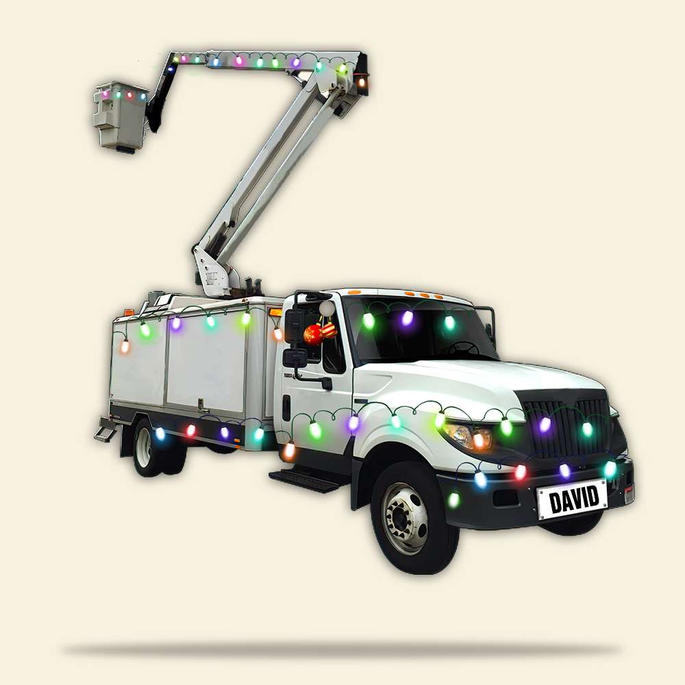 Lineman Christmas Gift - Personalized Christmas Ornament- Gift for Lineman - Lineman Bucket Truck - Ornament - GoDuckee