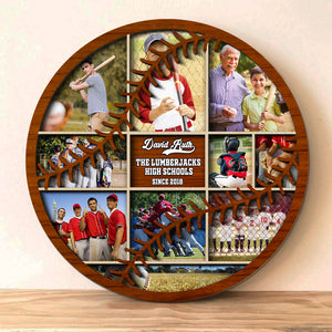 Baseball Uploaded Images Personalized 3D 2 Layered Wood Art Gift For Baseball Lovers - Wood Sign - GoDuckee