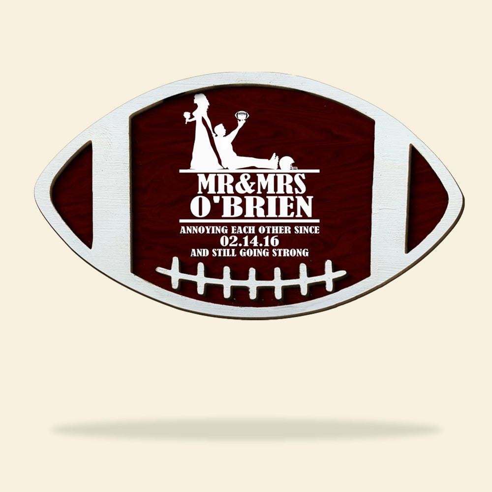 Football Annoying Each Other Since And Still Going Strong - Personalized 3D 2-Layered Wood Art - Wood Sign - GoDuckee