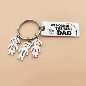 Fishing Dad Custom Kid Name Family Keychain, Father's Day Gift - Keychains - GoDuckee