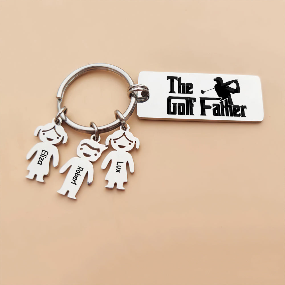Custom Golf Father Family Kid Names Keychain, Father's Day Gift - Keychains - GoDuckee