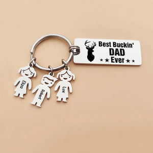 Hunting Father Custom Kid Names Keychain, Father's Day Gift - Keychains - GoDuckee