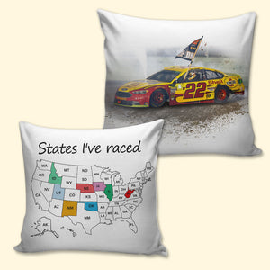 Personalized Racing Pillow - States I've Raced - For Racing Car Lovers - Pillow - GoDuckee