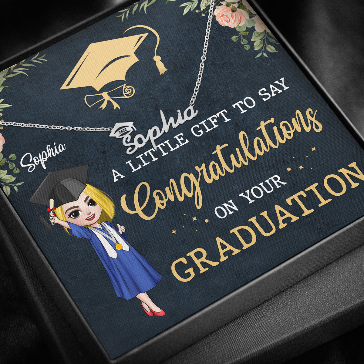 New Beginning, Graduation Hat Necklace with Card, Silver – Simple Reminders