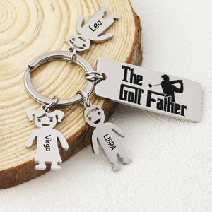 Custom Golf Father Family Kid Names Keychain, Father's Day Gift - Keychains - GoDuckee