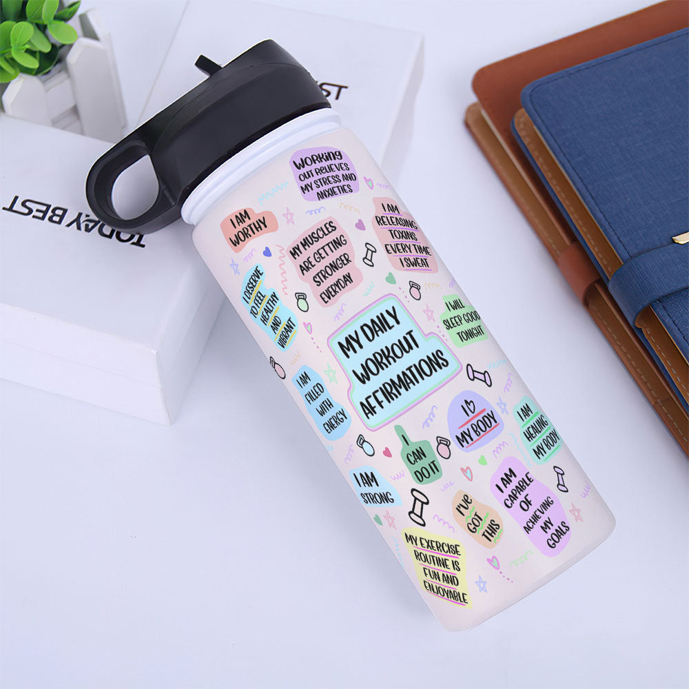 Personalized Female Gymer Water Bottle - My Daily Workout Affirmations -  GoDuckee