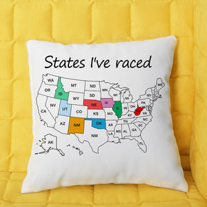 Personalized Racing Pillow - States I've Raced - For Racing Car Lovers - Pillow - GoDuckee