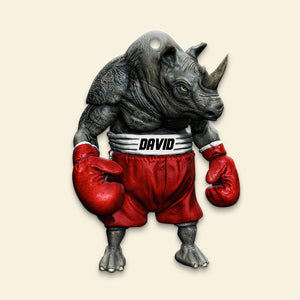 Boxing Rhino - Personalized Christmas Ornament - Gifts for Boxers - Ornament - GoDuckee