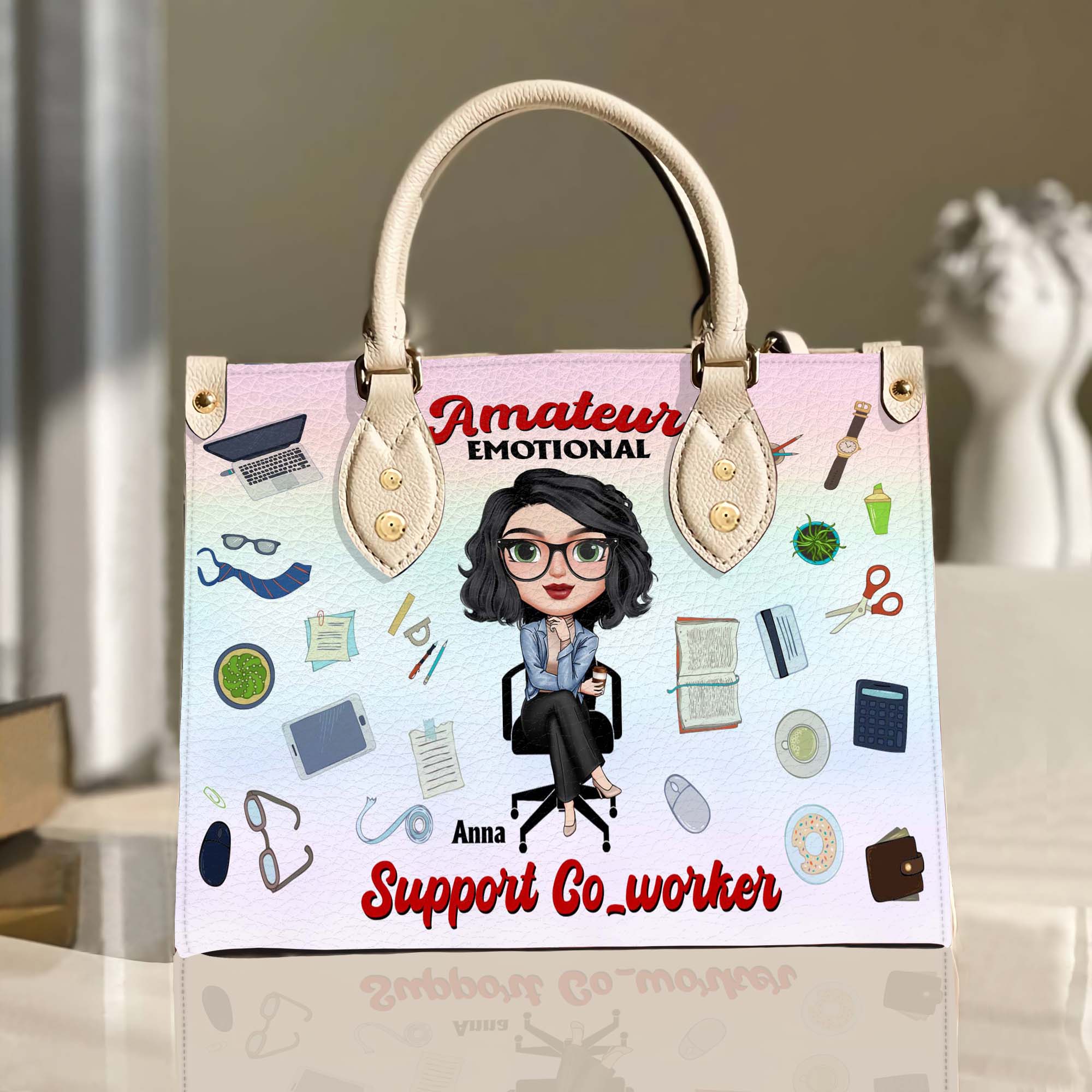Office Girl Amateur Emotional, Personalized Leather Bag - Leather Bag - GoDuckee