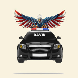 Police Car With Eagle On Top Personalized Printed Car Ornament - Ornament - GoDuckee