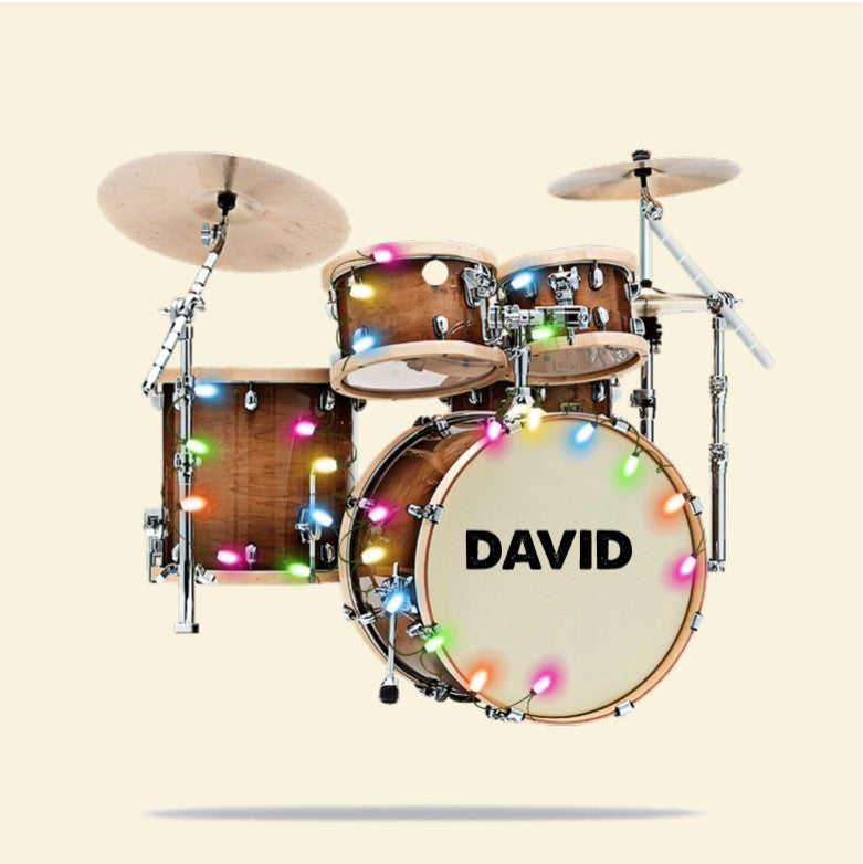 Drum Kit with Christmas Lights Personalized Christmas Ornament - Ornament - GoDuckee