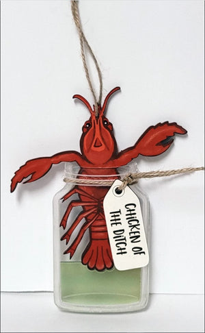 Crawfish In A Jar Christmas Ornament, Louisiana Crawfish With Tag - Ornament - GoDuckee