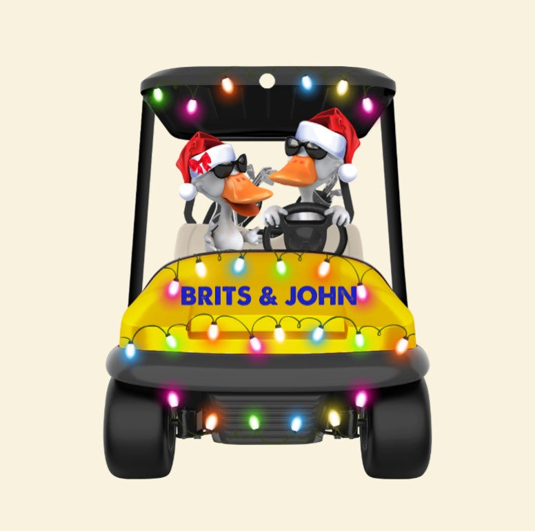 Golf Duck Christmas - Personalized Christmas Ornament - Gift for Golfers - Ducks Driving A Golf Cart - Ornament - GoDuckee