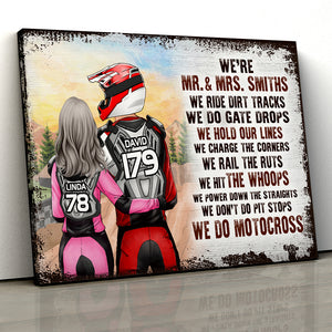 Personalized Motocross Couple Poster - We Ride Dirt Tracks We Do Gate Drops - Watercolor Background - Poster & Canvas - GoDuckee