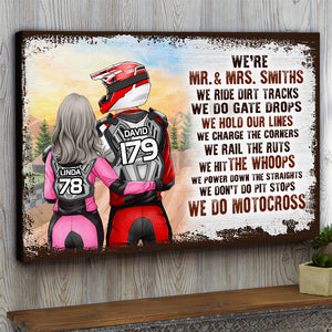 Personalized Motocross Couple Poster - We Ride Dirt Tracks We Do Gate Drops - Watercolor Background - Poster & Canvas - GoDuckee