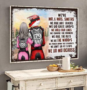 Personalized Motocross Couple Poster - We Ride Dirt Tracks We Do Gate Drops - Watercolor Background - Poster & Canvas - GoDuckee