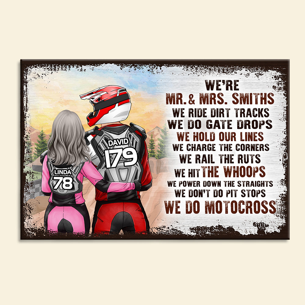 Personalized Motocross Couple Poster - We Ride Dirt Tracks We Do Gate Drops - Watercolor Background - Poster & Canvas - GoDuckee