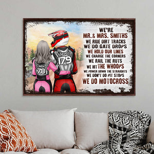 Personalized Motocross Couple Poster - We Ride Dirt Tracks We Do Gate Drops - Watercolor Background - Poster & Canvas - GoDuckee