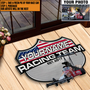 Custom Drag Racing Doormat - Orange Racing Car - Doormat - GoDuckee