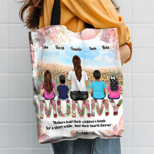 Personalized Mother's Day Tote Bag - Mothers Hold Their Children's Hands For A Short While But Their Hearts Forever - Tote Bag - GoDuckee
