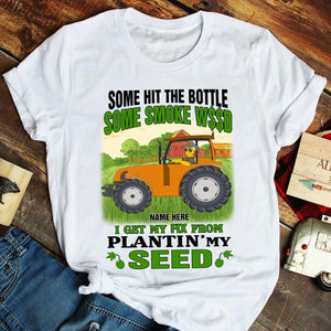 Simpsonized Farmer Shirts - Some hit the bottle, Get my fix from plantin' my seed - Shirts - GoDuckee