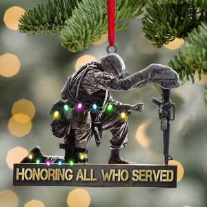 Veteran Kneeling - Personalized Christmas Ornament - Gift for Veteran - Ornament - GoDuckee
