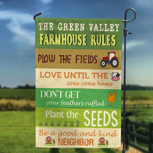 Personalized Gifts Flag Ideas For Gardening Lover, Farmhouse Rules - Custom Flag - Flag - GoDuckee