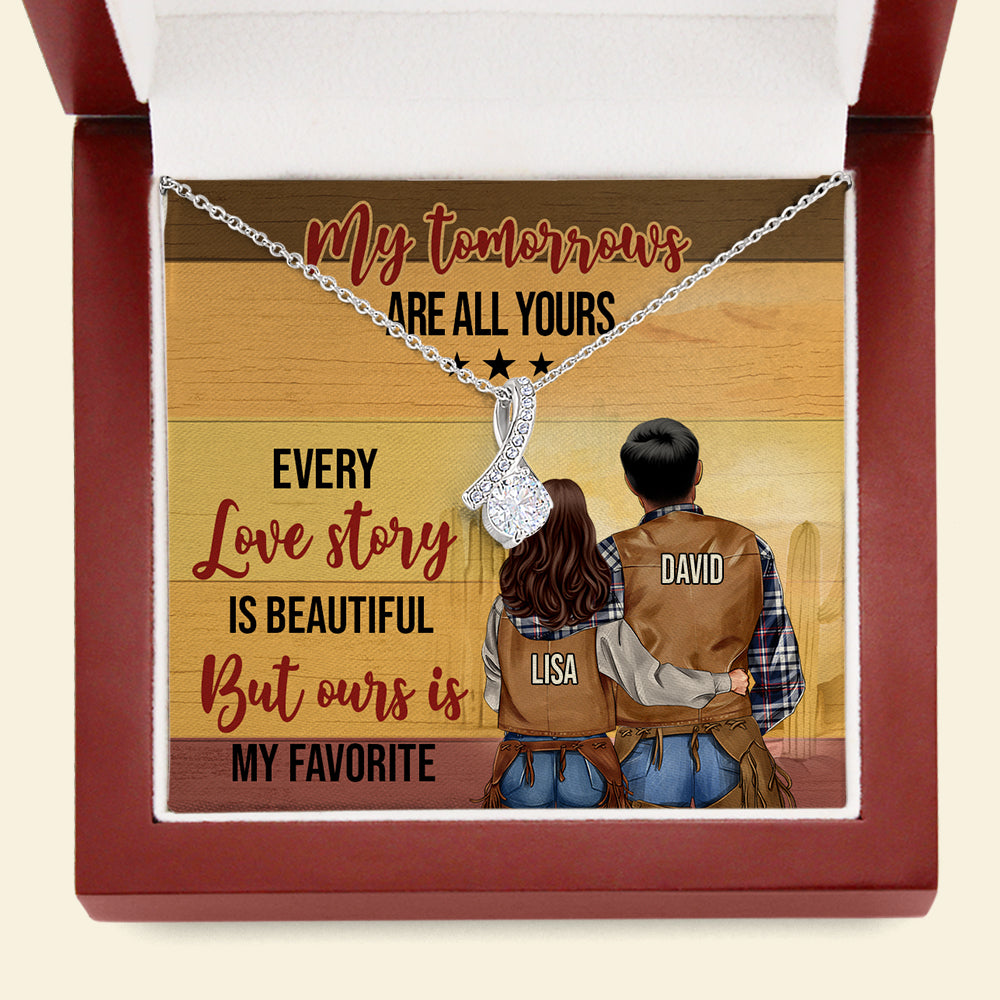 But Ours Is My Favorite - Personalized Alluring Beauty Necklace - Gift For Cowboy & Cowgirl - Couple Shoulder To Shoulder - Jewelry - GoDuckee
