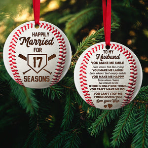 Happily Married For Baseball Seasons - Personalized Christmas Ornament - Ornament - GoDuckee