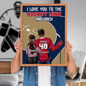 Personalized Hockey Couple Poster - Love You To The Hockey Rink And Back - Couple Shoulder to Shoulder - Poster & Canvas - GoDuckee