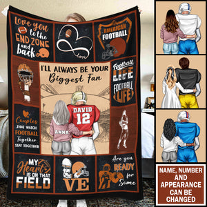 I'll Always Be Your Biggest Fan Personalized Football Couple Blanket, Personalized Gift For Football Fans - Blanket - GoDuckee