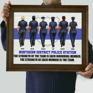 Personalized Teammate Police Officer Poster - The Strength Of Each Member Is The Team - Thin Blue Line Background - Poster & Canvas - GoDuckee