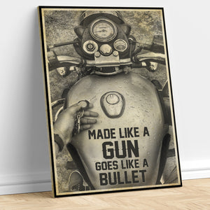 Motorcycle Fuel Tank Poster - Made Like A Gun Goes Like A Bullet - Poster & Canvas - GoDuckee