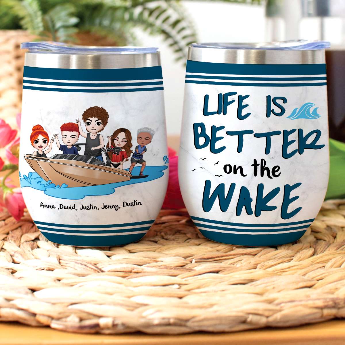 Personalized Wakeboarding Friends Wine Tumbler - Life Is Better On The Wake - Wine Tumbler - GoDuckee