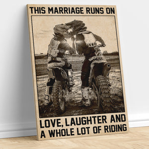 Personalized Motocross Couple Poster - This Marriage Runs On Love - Kissing Couple - Poster & Canvas - GoDuckee