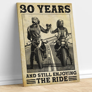 Personalized Biker Couple Poster - Motorcycle And Still Enjoying The Ride - Vintage - Poster & Canvas - GoDuckee