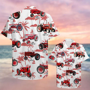 Farmer Hawaiian Shirt - Red Tractors Pattern - Hawaiian Shirts - GoDuckee