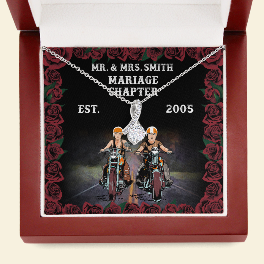 Biker Couple Marriage Chapter - Personalized Alluring Beauty Necklace - Gift for Him/Her - Jewelry - GoDuckee