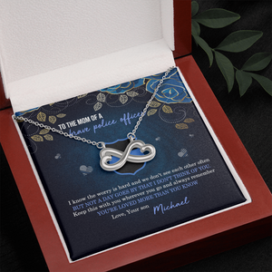 Police Mom Infinity Hearts Necklace - To The Mom Of A Brave Police Message Card - Jewelry - GoDuckee