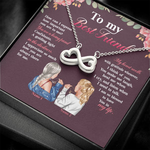 Friend You Make Me Laugh - Personalized Infinity Hearts Necklace - Gift for Bestie - Jewelry - GoDuckee