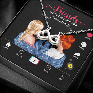 Friends Are Tied Together With Heartstrings - Personalized Infinity Hearts Necklace - Gift for Bestie - Jewelry - GoDuckee
