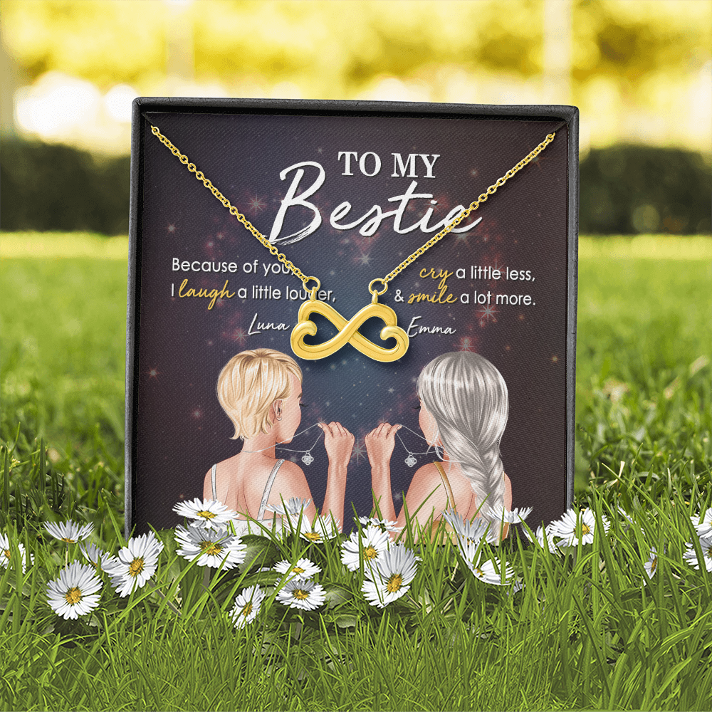 Bestie To My Bestie - Personalized Infinity Hearts Necklace - Jewelry - GoDuckee