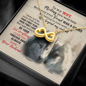 Custom Wolf Couple's Name - Personalized Infinity Hearts Necklace - To My Wife - Jewelry - GoDuckee