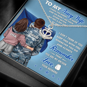 Navy Wife You're My Anchor - Personalized Anchor Necklace - Gift for Couple - Couple Shoulder to Shoulder - Jewelry - GoDuckee