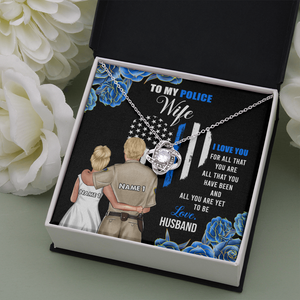 Police Couple I Love You For All That You Are - Personalized Love Knot Necklace - Gift for Him/Her - Couple Shoulder to Shoulder - Jewelry - GoDuckee