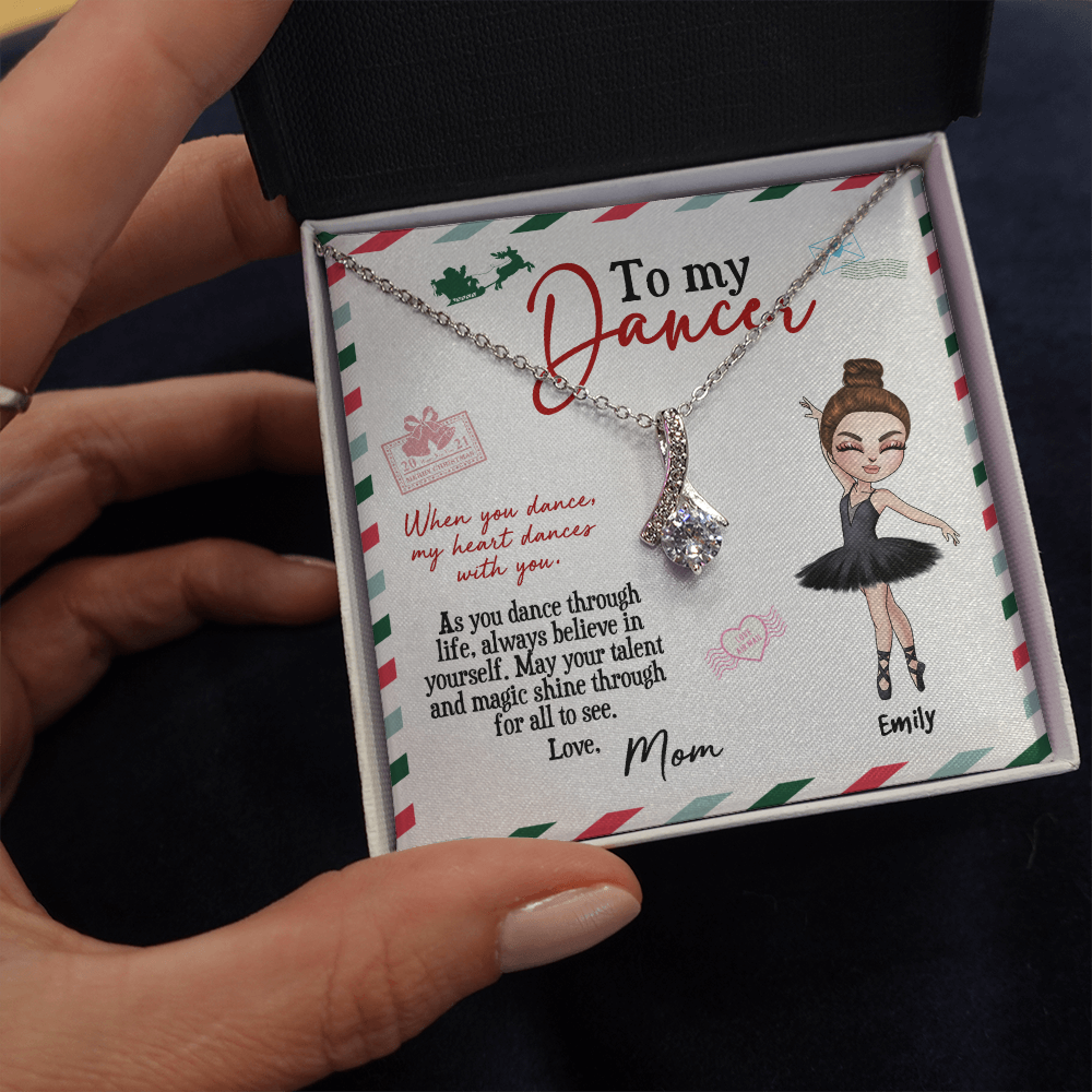 Personalized Ballet Daughter - Alluring Beauty Necklace - To My Dancer Message Card - From Mom - Jewelry - GoDuckee